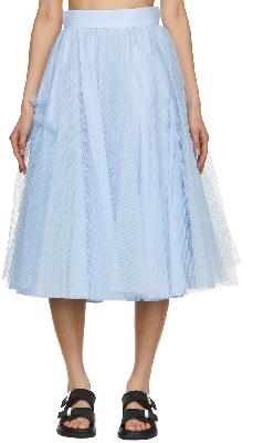 Alexander McQueen Blue Net Tulle Midi Skirt