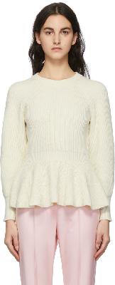 Alexander McQueen Off-White Wool Peplum Sweater
