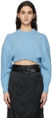 Alexander McQueen Blue Cropped Cocoon Sleeve Sweater