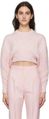 Alexander McQueen Pink Cropped Cocoon Sleeve Sweater