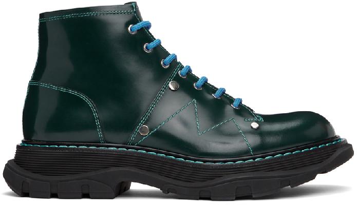 Alexander McQueen Blue Tread Lace-Up Boots