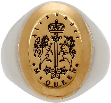 Alexander McQueen Silver & Gold Signet Ring