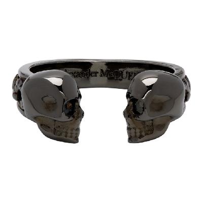 Alexander McQueen Gunmetal Twin Skull Ring