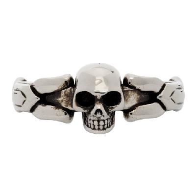 Alexander McQueen Silver Textured Skull Ring