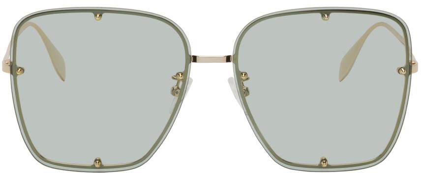 Alexander McQueen Gold Oversized Titan Sunglasses