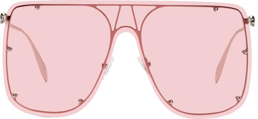Alexander McQueen Silver & Pink Mask Titan Sunglasses