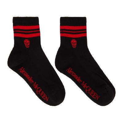Alexander McQueen Black & Red Stripe Skull Sport Short Socks