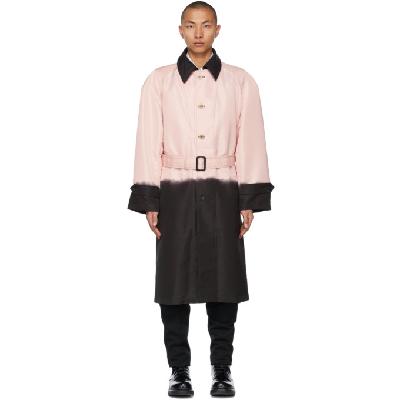 Alexander McQueen Pink & Black Printed Dip-Dye Trench Coat