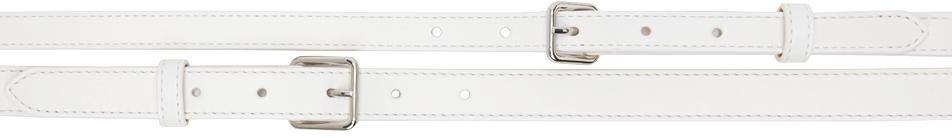 Alexander McQueen White Leather Thin Double Belt