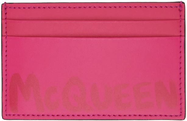 Alexander McQueen Pink Graffiti Cardholder