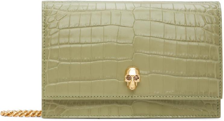 Alexander McQueen Green Small Skull Shoulder Bag
