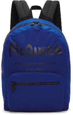 Alexander McQueen Blue Graffiti Metropolitan Backpack
