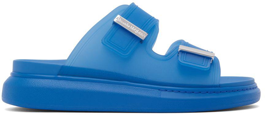 Alexander McQueen Blue Rubber Slides