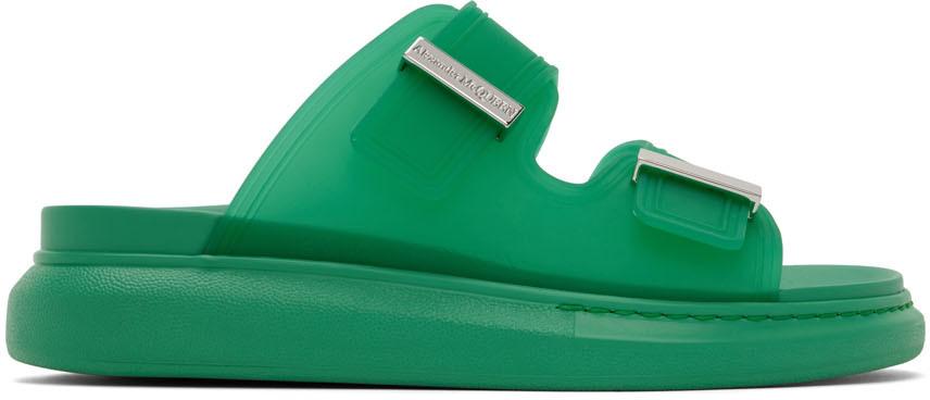 Alexander McQueen Green Rubber Slides