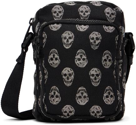 Alexander McQueen Black Mini Biker Skull Messenger Bag