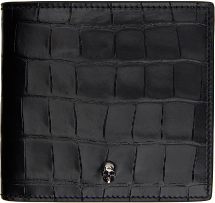 Alexander McQueen SSENSE Exclusive Black Croc Skull Wallet
