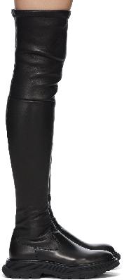 Alexander McQueen Black Tread Slick Thigh-High Boots
