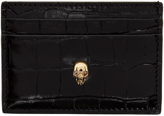 Alexander McQueen Black Croc Skull Card Holder