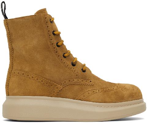 Alexander McQueen Tan Suede Lace-Up Boots