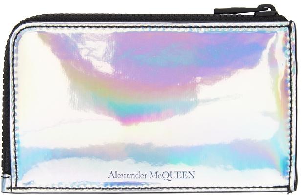 Alexander McQueen Silver Blake Zip Card Holder