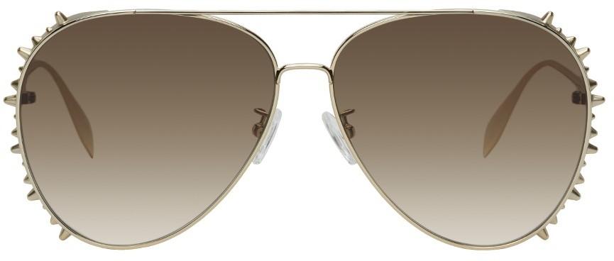 Alexander McQueen Gold Punk Stud Pilot Sunglasses