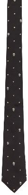 Alexander McQueen Black & Beige Silk Star Skull Tie