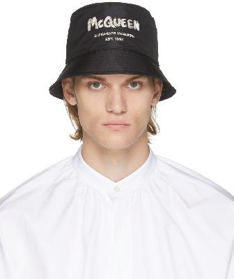 Alexander McQueen Black Graffiti Bucket Hat