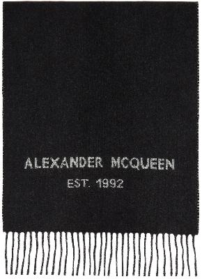 Alexander McQueen Black Oversize Graffiti Scarf