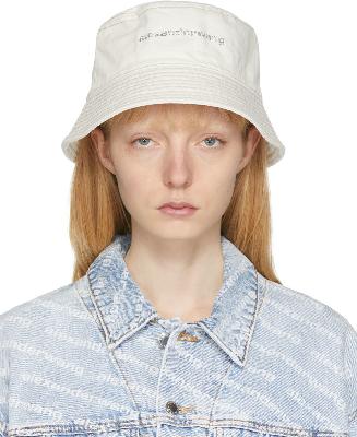 Alexander Wang Off-White Denim Crystal Logo Bucket Hat