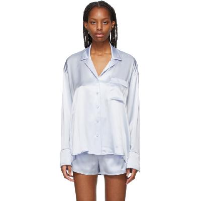 alexanderwang.t Blue Silk Embroidered Pajama Shirt