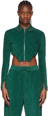 AMBUSH Green Cotton Zip-Up Sweater