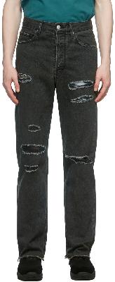 AMBUSH Black Damaged Denim Jeans