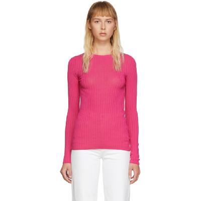 AMI Alexandre Mattiussi Pink Fitted Crewneck Sweater