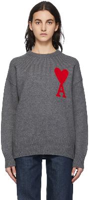 AMI Alexandre Mattiussi Grey Virgin Wool Ami de Cœur Sweater