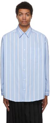 AMI Alexandre Mattiussi Blue Striped Oversized Shirt