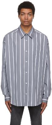 AMI Alexandre Mattiussi Grey Striped Oversized Shirt