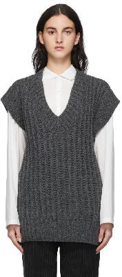 AMI Alexandre Mattiussi Grey Hand-Knitted V-Neck Oversize Vest