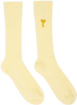 AMI Alexandre Mattiussi Yellow Ami De Cœur Plain Socks