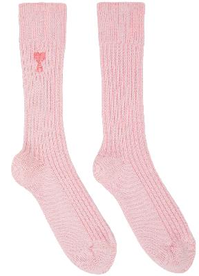 AMI Alexandre Mattiussi Pink Ami De Cœur Plain Socks
