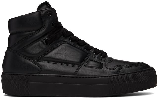 AMI Alexandre Mattiussi Black Leather Ami de Cœur High-Top Sneakers