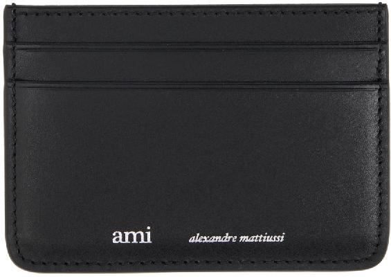 AMI Alexandre Mattiussi Black Leather Card Holder