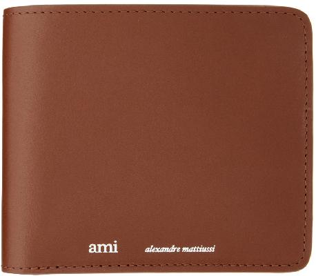 AMI Alexandre Mattiussi Brown Leather Folded Wallet