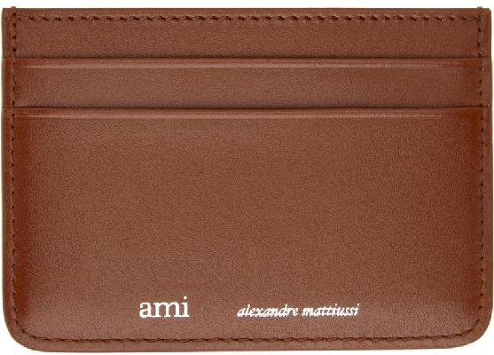 AMI Alexandre Mattiussi Brown Leather Card Holder