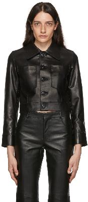 AMI Alexandre Mattiussi Black Buttoned Leather Jacket