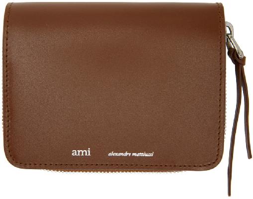 AMI Alexandre Mattiussi Tan Compact Zip Wallet