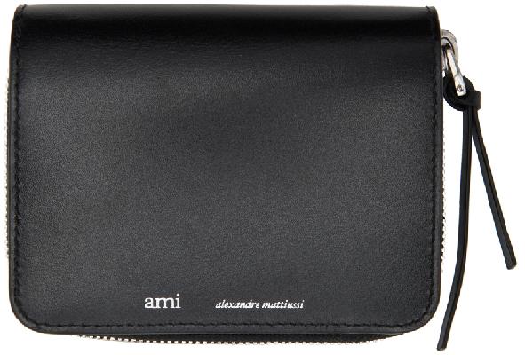 AMI Alexandre Mattiussi Black Compact Zip Wallet