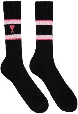 AMI Alexandre Mattiussi Black & Pink Ami De Cœur Socks