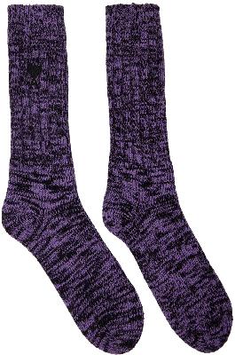 AMI Alexandre Mattiussi Purple & Black Ami de Cœur Socks