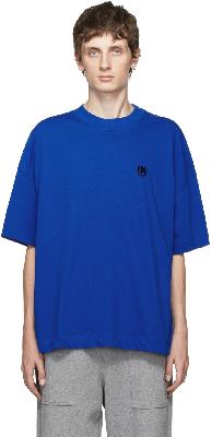 AMI Alexandre Mattiussi Blue Embroidered Logo Oversize T-Shirt