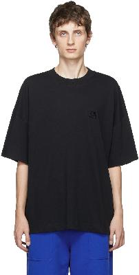 AMI Alexandre Mattiussi Black Embroidered Logo Oversize T-Shirt